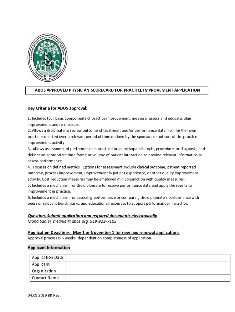 Fillable Online abos approved physician scorecard for practice Fax Email Print pdfFiller