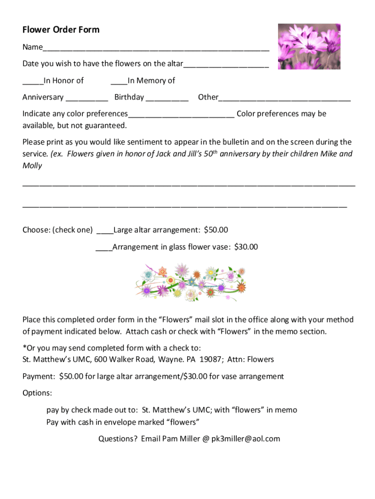 Fillable Online 7 Appropriate Flowers for a Death AnniversaryCake Blog