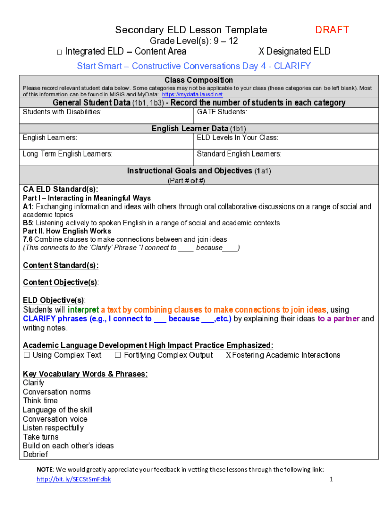 Fillable Online Designated & Integrated ELD Lesson Plan Templates.docx ...
