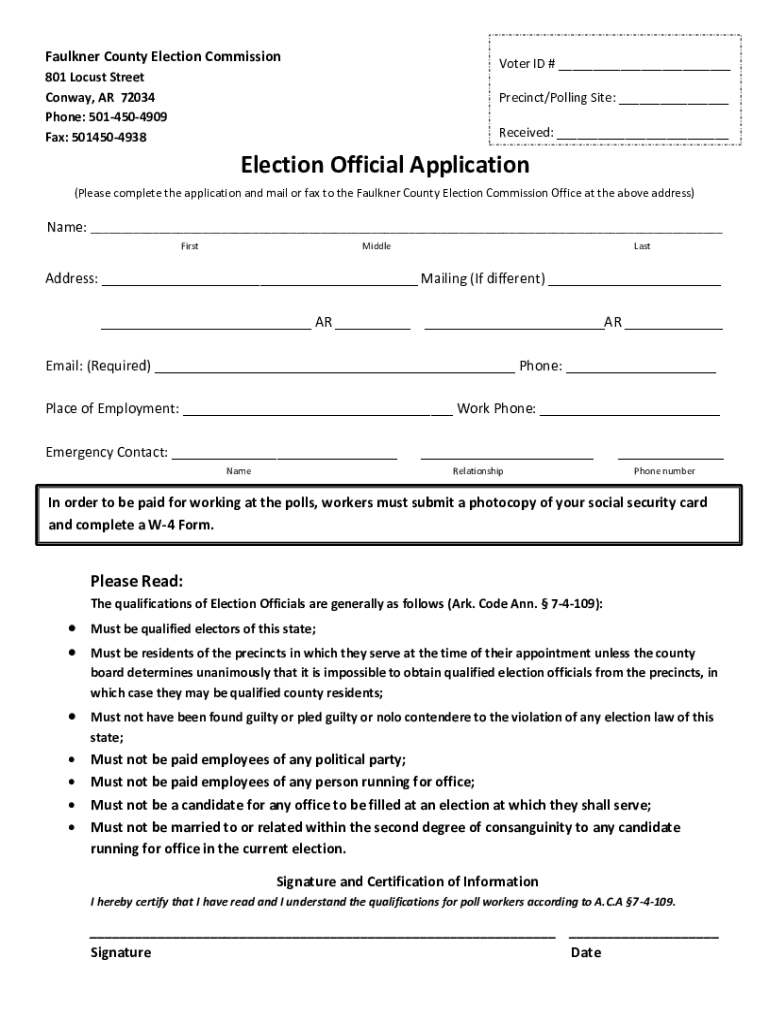 Fillable Online Faulkner County Sample Ballot (Arkansas) Fax Email