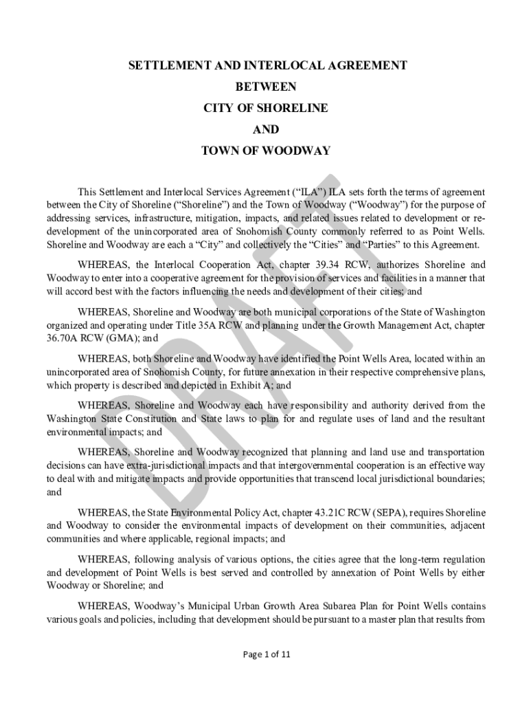 Fillable Online Final Draft Woodway-Shoreline Interlocal Agreement Fax ...