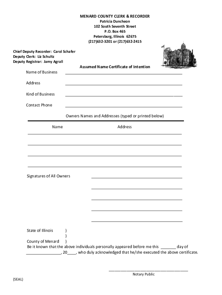 Fillable Online Menard County Clerk Official Public Records Fax Email