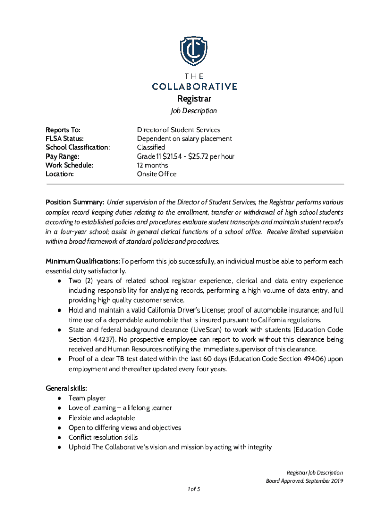 Fillable Online Job Title HIGH SCHOOL ATTENDANCE LIAISON FLSA Status