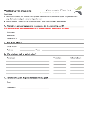 Deze losse verklaring van inwoning kunt u printen, invullen en toevoegen aan uw digitale aangifte van verhuizing