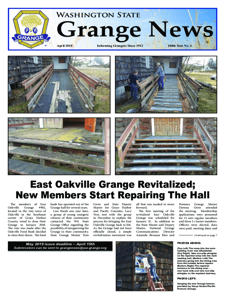 Fillable Online State's Oldest Grange Revived Hall Restored In Clark