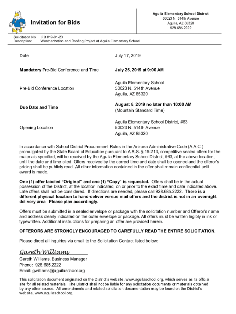 Fillable Online IFB 190120 Weatherization & Roofing Project at