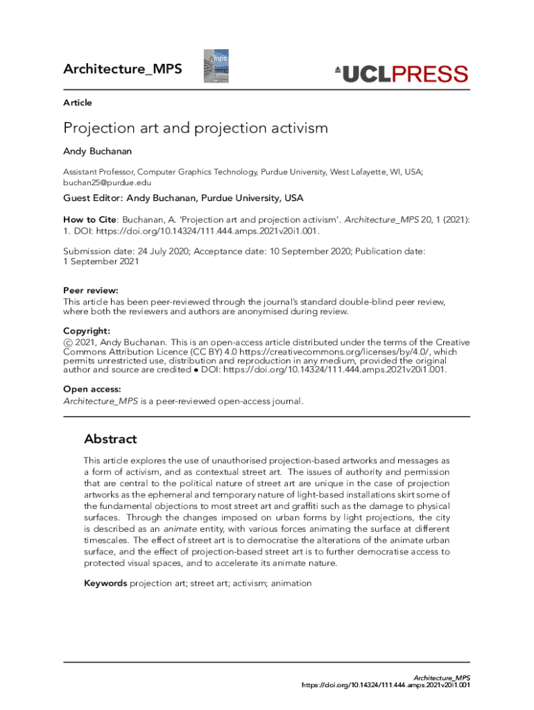 Fillable Online Projection art and projection activism. This article