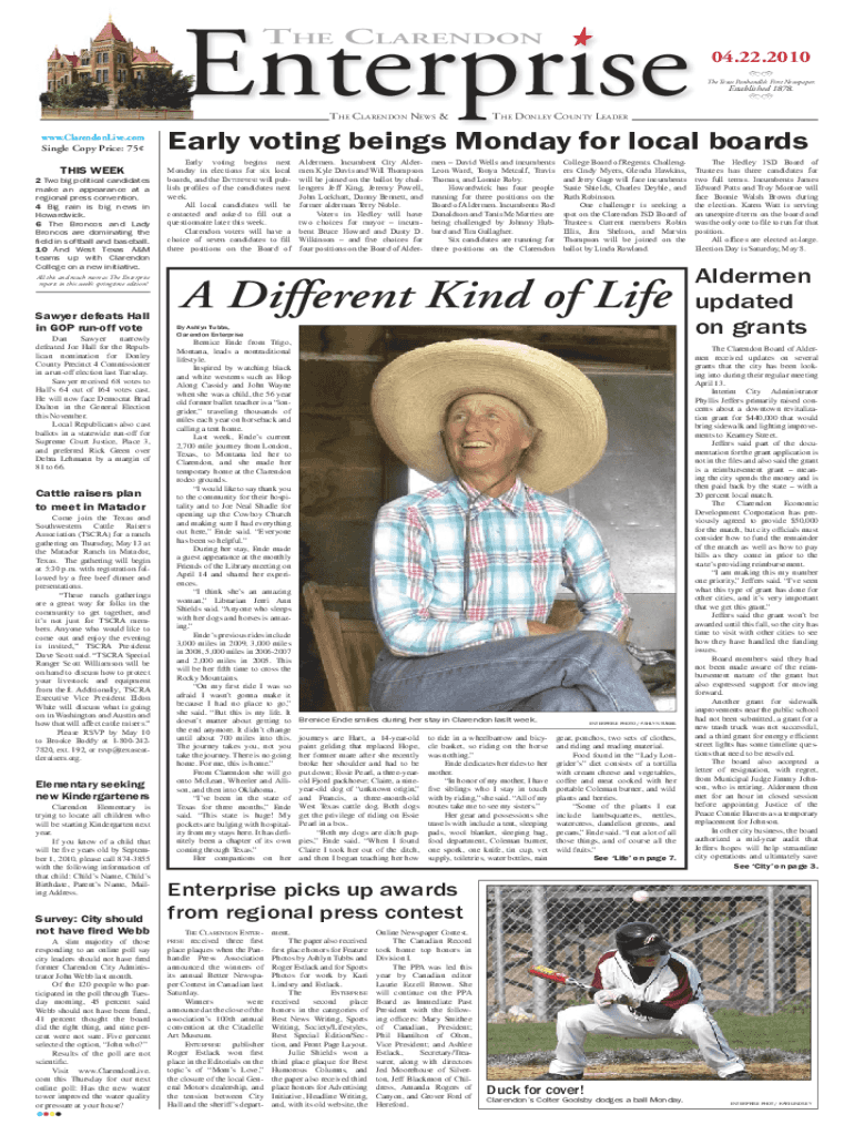 Fillable Online Good News Clarendon Enterprise still going strong after 140 years Fax Email