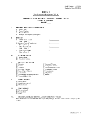 Fillable Online mchb hrsa dgis-form-8-project-abstract-research ...