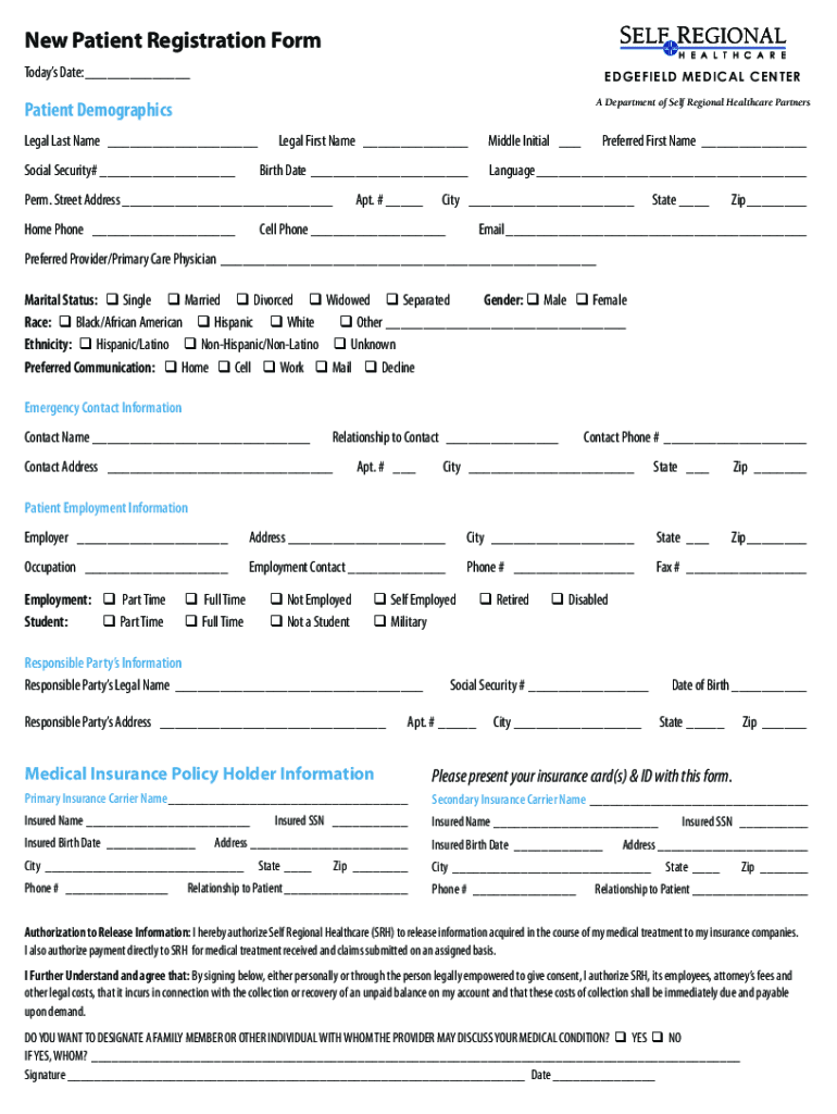 Fillable Online Edgefield Medical Center New Patient Forms Fax Email
