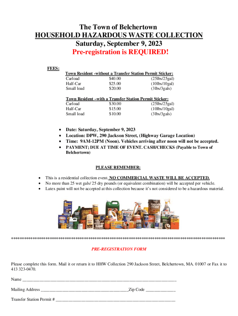 Fillable Online Town of Belchertown, MA Solid Waste Transfer Station