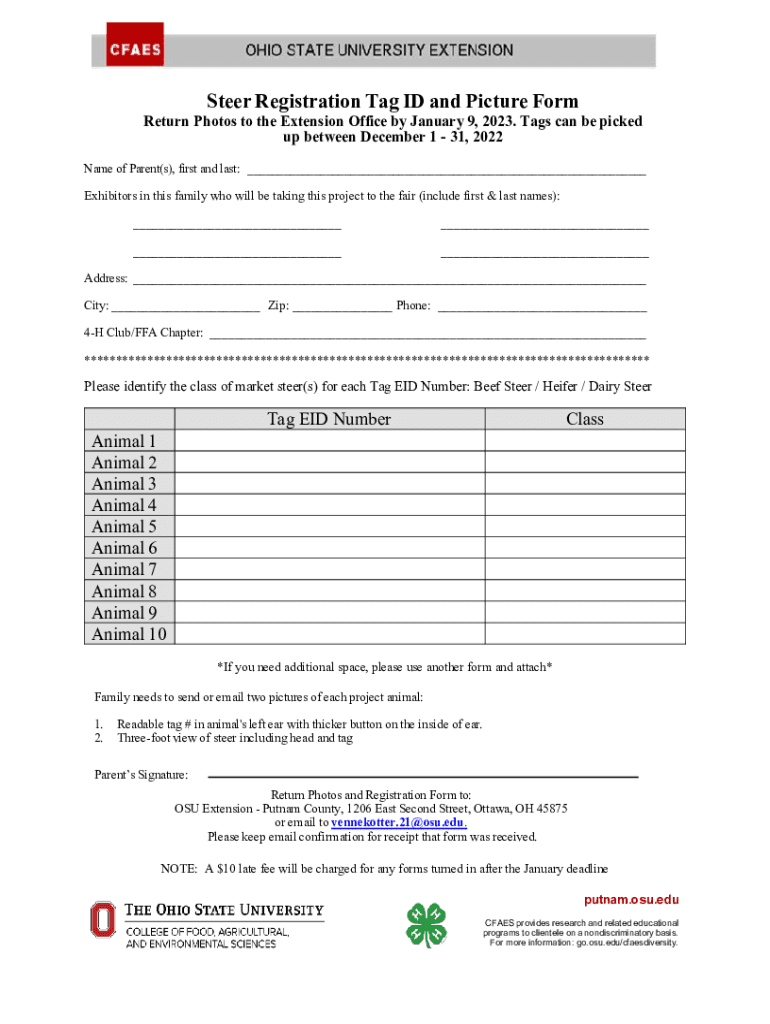 Fillable Online putnam osu Vehicle Tag Renewal Fax Email Print pdfFiller