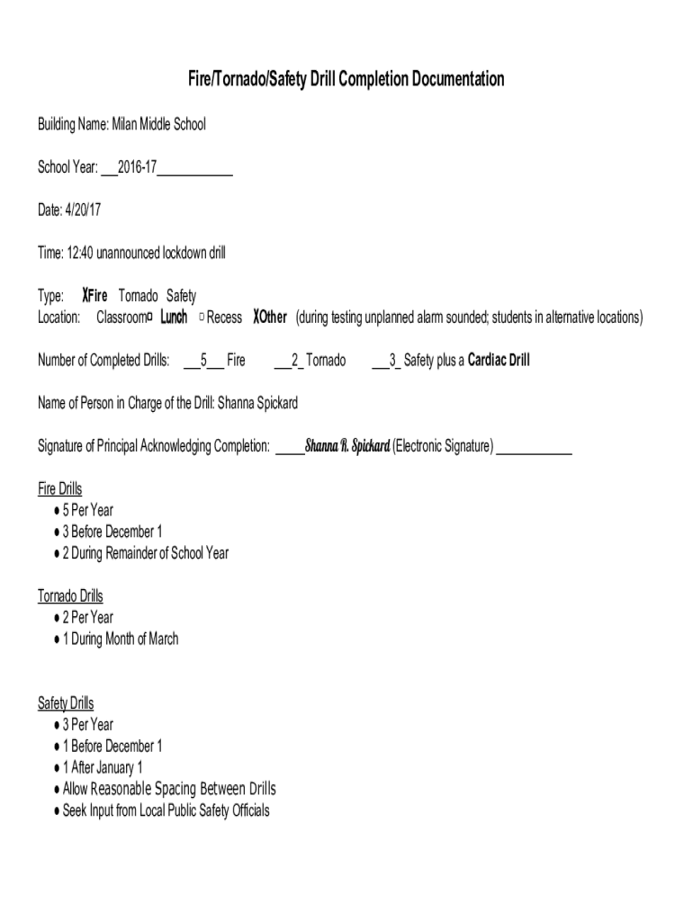 Fillable Online School Safety Drill Procedure PostersFire Drill Tornado ...