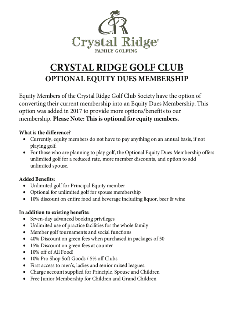 Fillable Online EquityvsNonEquity Golf Club Memberships Knowing the