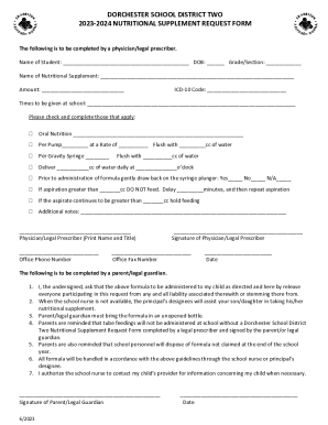 Fillable Online 2023-2024 Nutritional Supplement Request Form Fax Email ...