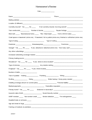 Fillable Online Homeowner's Review.PDF Fax Email Print - pdfFiller
