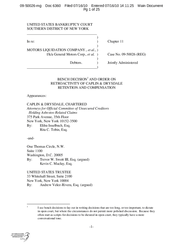 Fillable Online In re Motors Liquidation Company, 430 B.R. 65 Fax Email