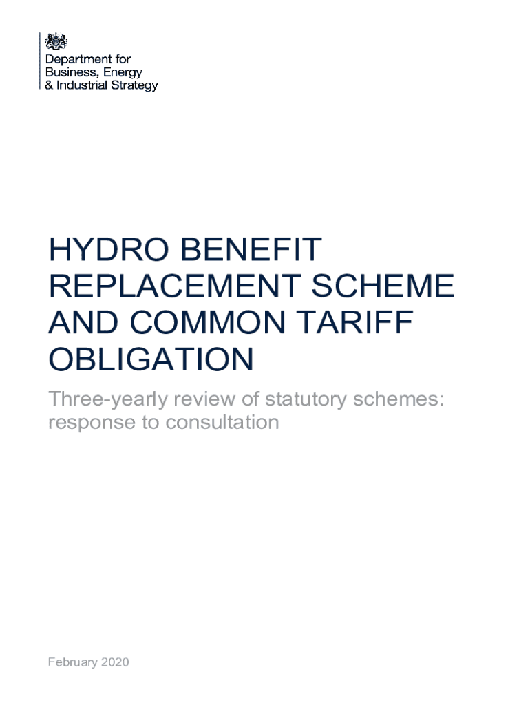 Fillable Online Hydro benefit replacement scheme and common tariff