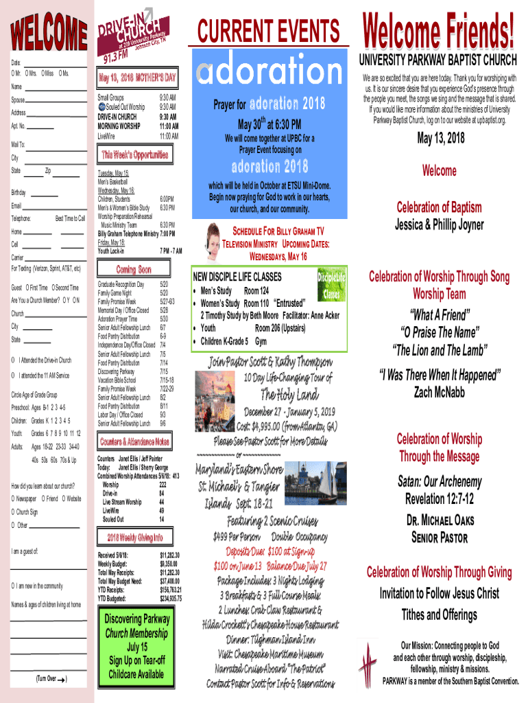 Fillable Online Parkway Baptist Church, Hodgenville, KY Fax Email Print