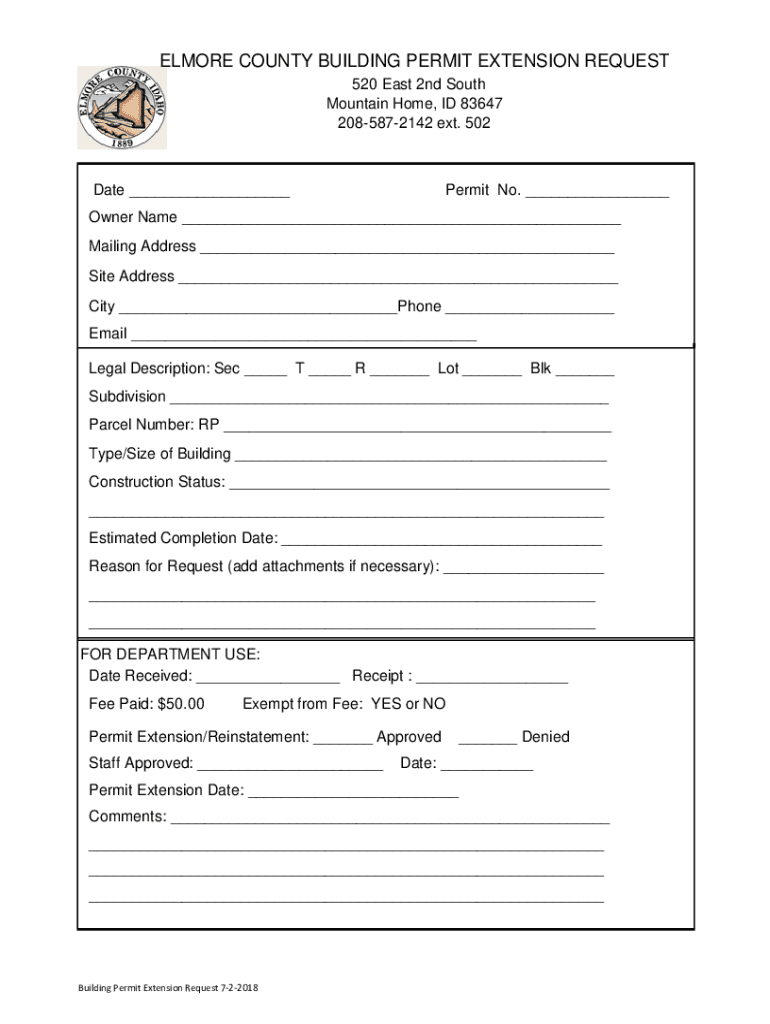 Fillable Online Extension Request Form for Building Applications and Fax Email Print pdfFiller
