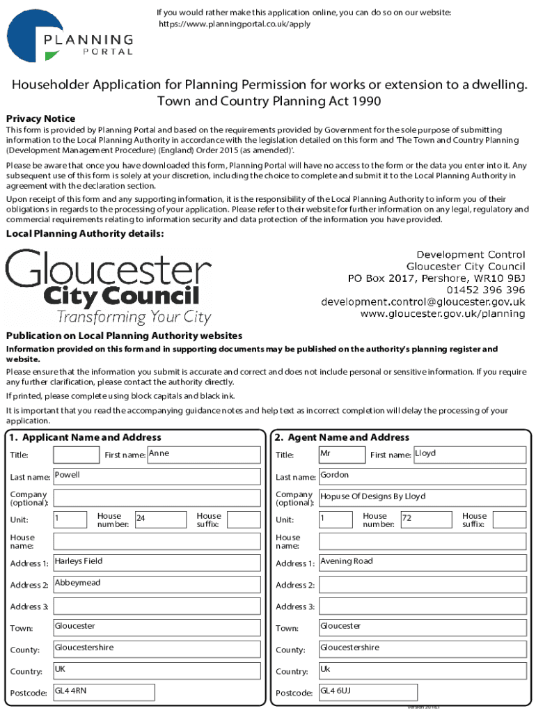 Fillable Online House holder Application form completed.pdf Fax Email