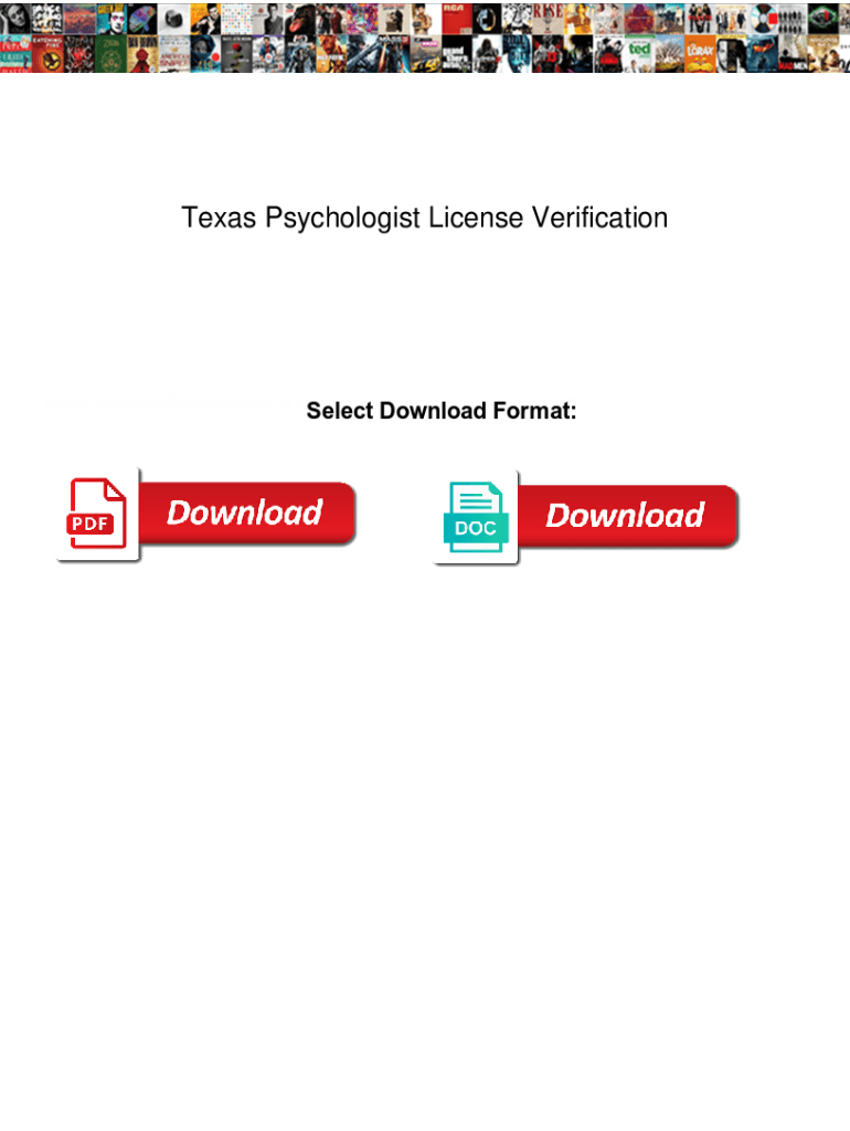 Fillable Online Texas Psychologist License Verification. Texas