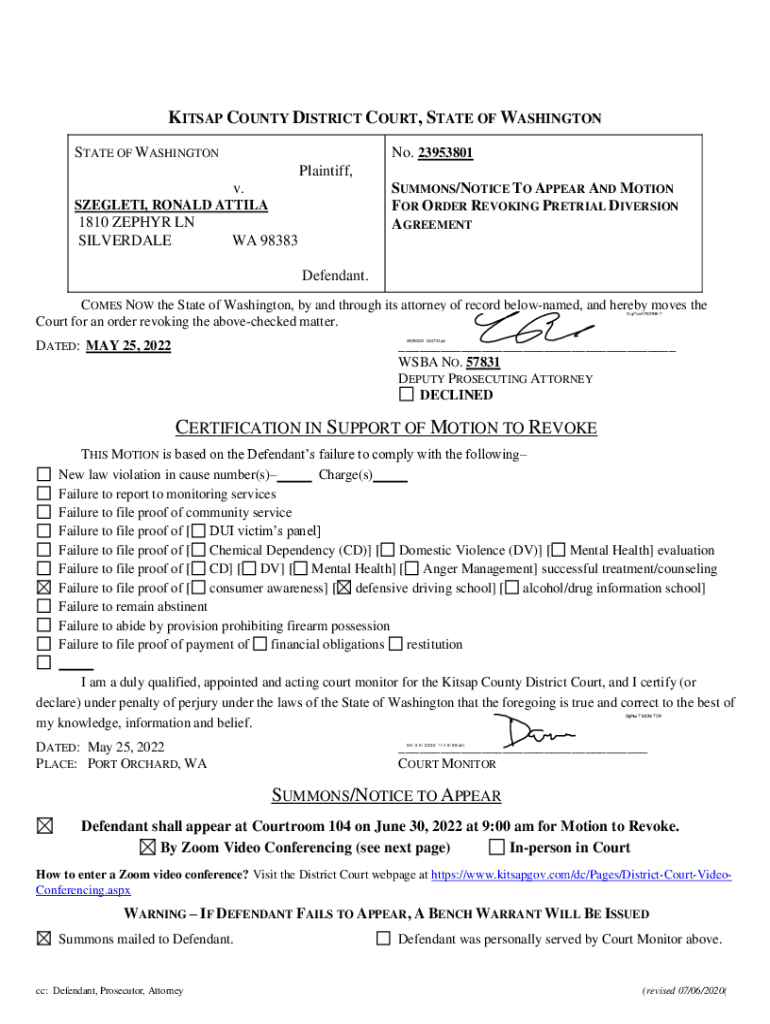 Fillable Online United States' Motion To Revoke Pretrial ReleasePDF Fax