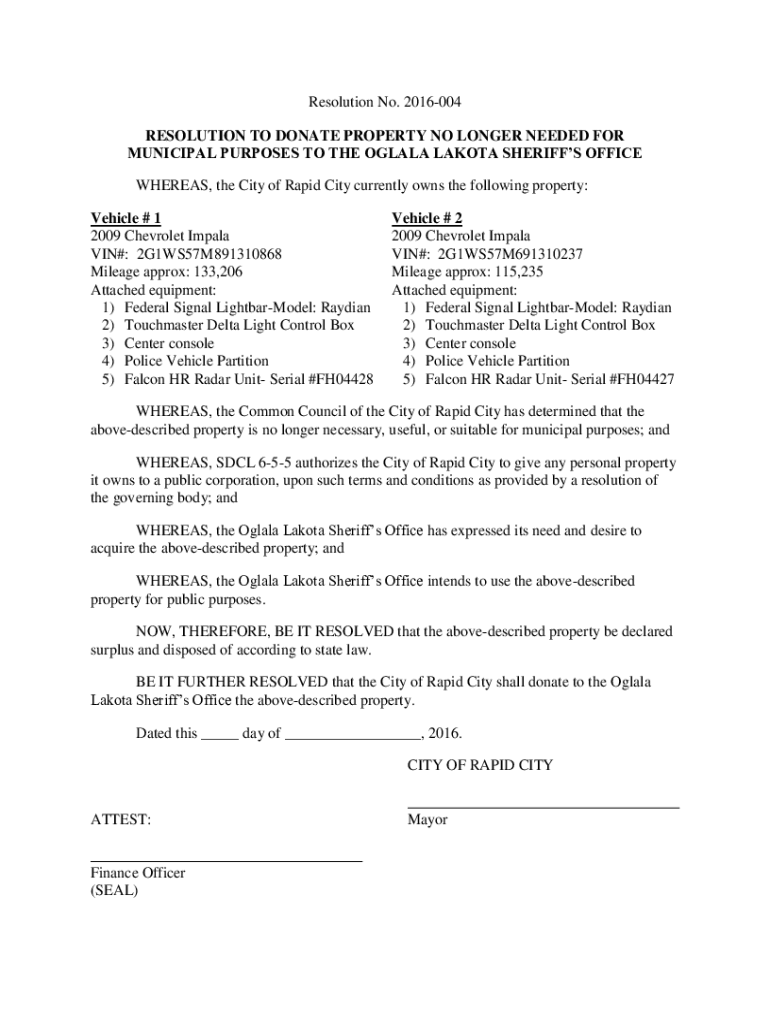 Fillable Online archive rcgov City donates police vehicles to Oglala Lakota County Sheriff Fax