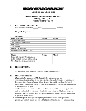 of 10 HANCOCK CENTRAL SCHOOL Board of Education ...