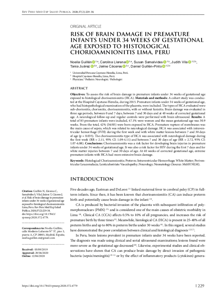 Fillable Online Risk Of Brain Damage In Premature Infants Under 34 