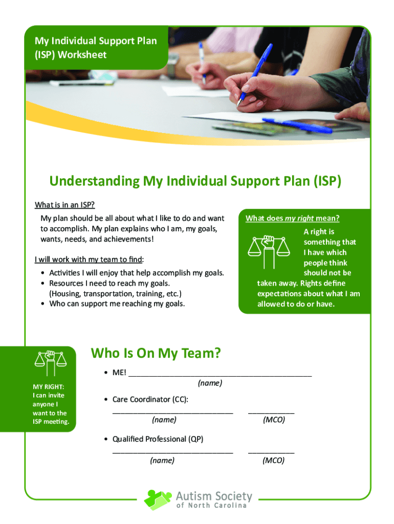 Fillable Online Individual Support Plan ISP State Template Fax Email 