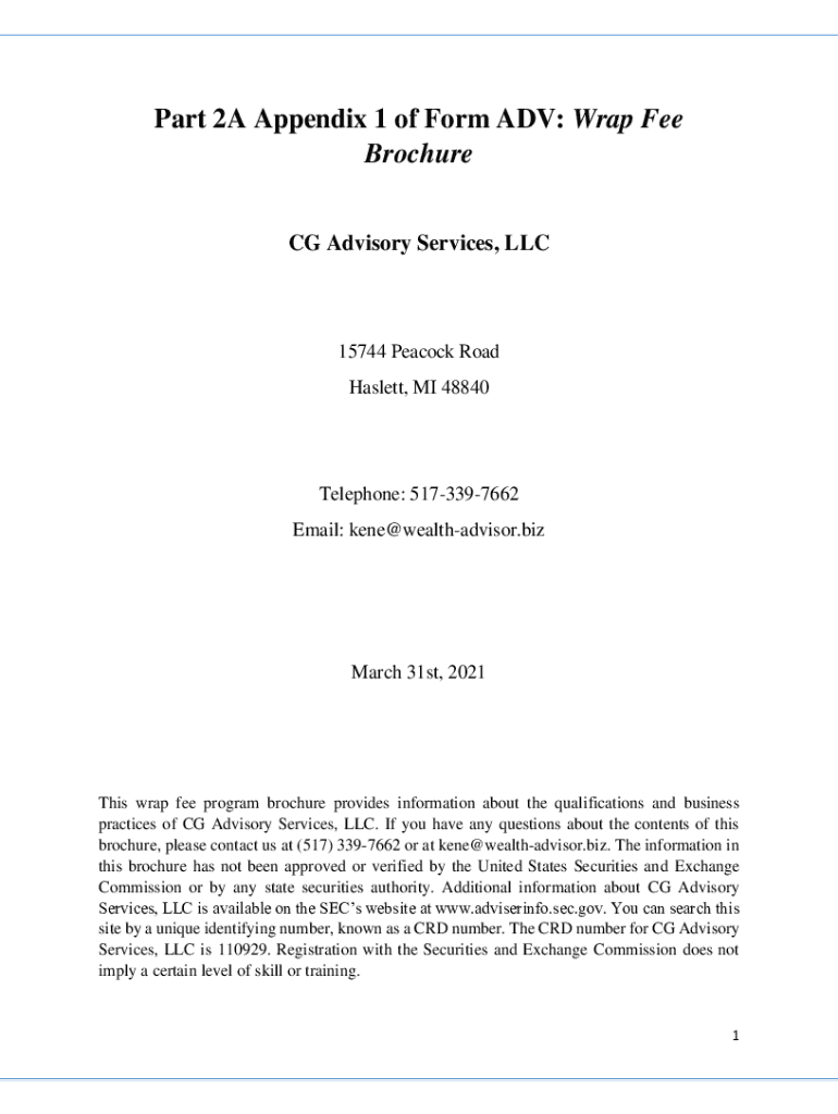 Fillable Online WrapFee Programs and ADV Part 2A Appendix 1 Fax