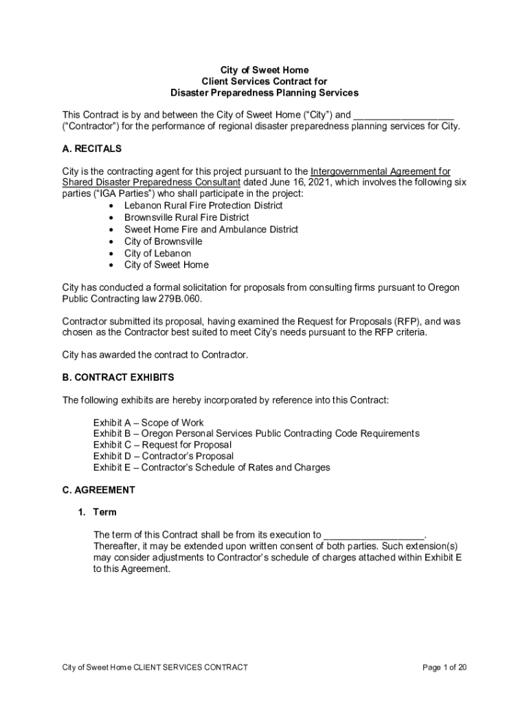 Fillable Online City of Sweet Home, Oregon Request for Proposals for