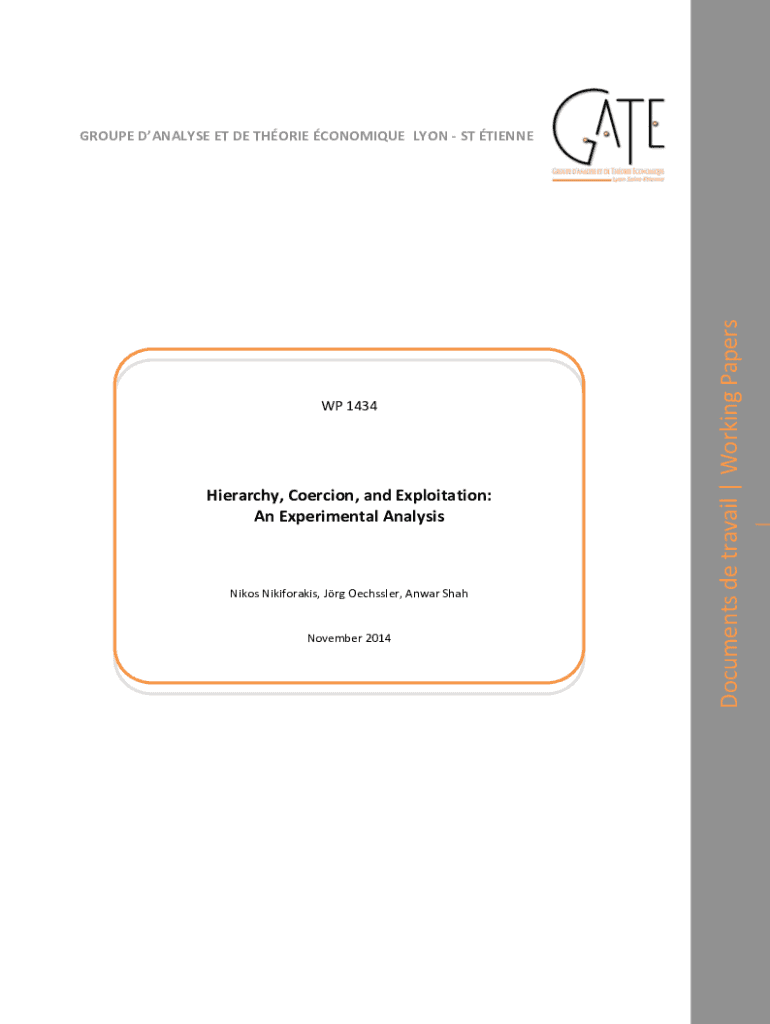 Fillable Online Hierarchy, Coercion, and Exploitation An Experimental