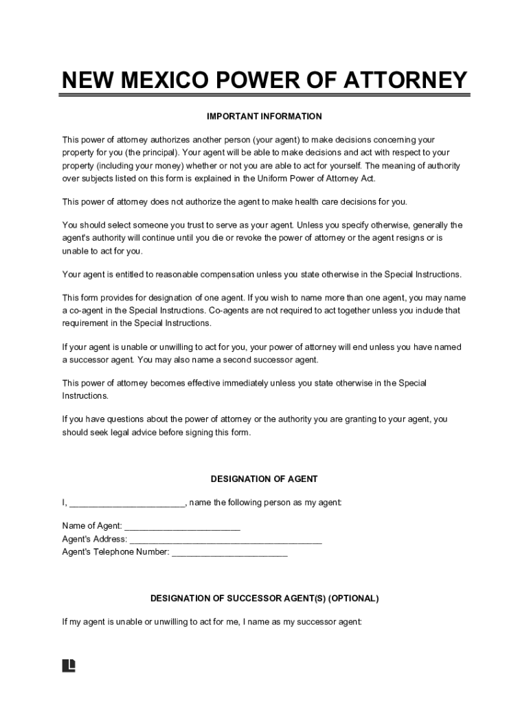 Fillable Online Free New Mexico Power Of Attorney FormsPDF Templates ...