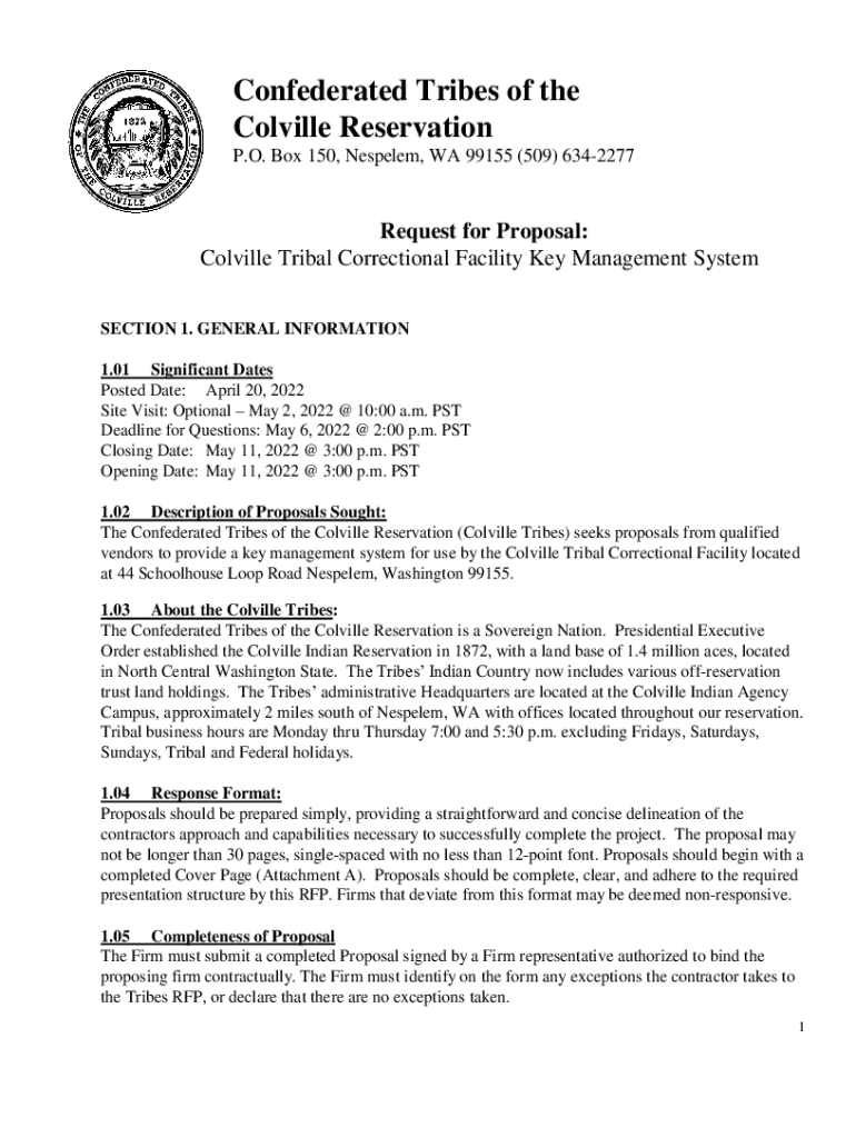 Fillable Online Colville Tribal Correctional Facility Key Management