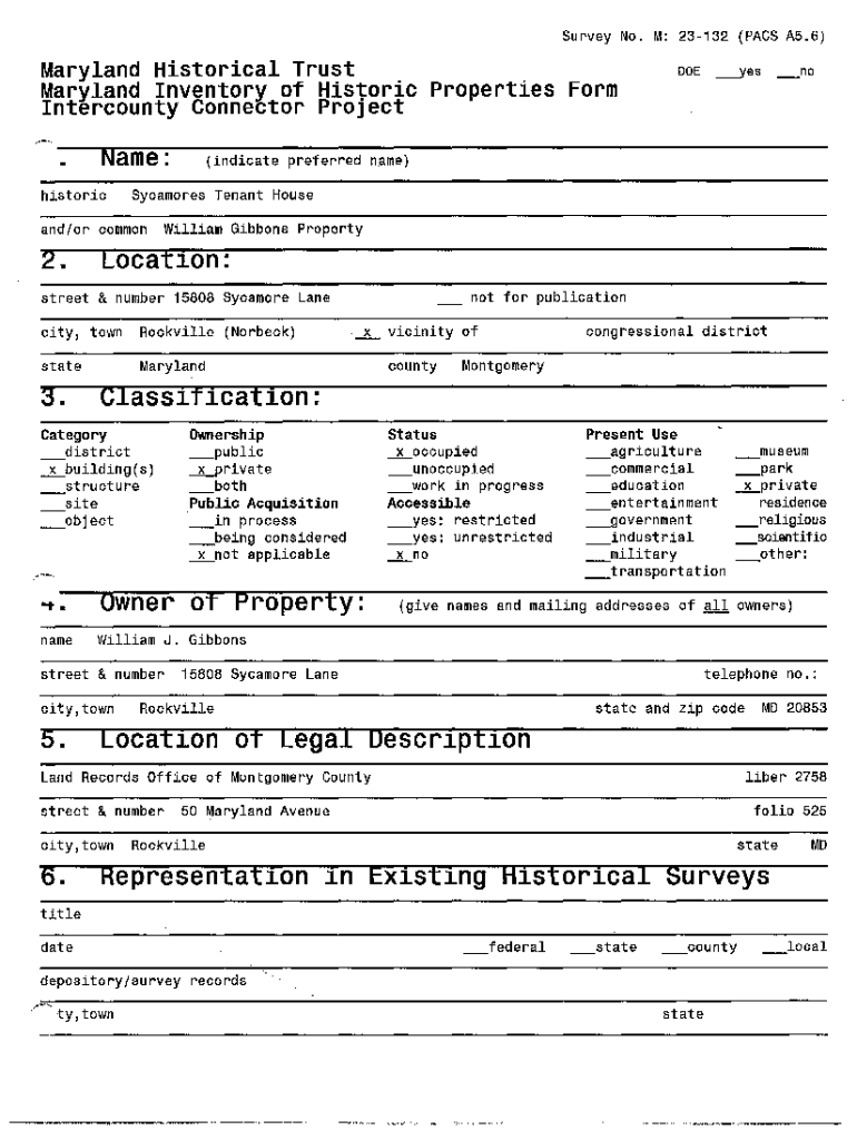 Fillable Online mht maryland Duvall Property Survey No. PACS Fax Email