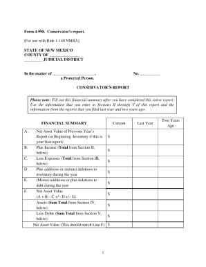 Form 4-998. Conservator's report.