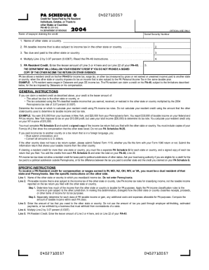 Fillable Online PA SCHEDULE G Fax Email Print - pdfFiller