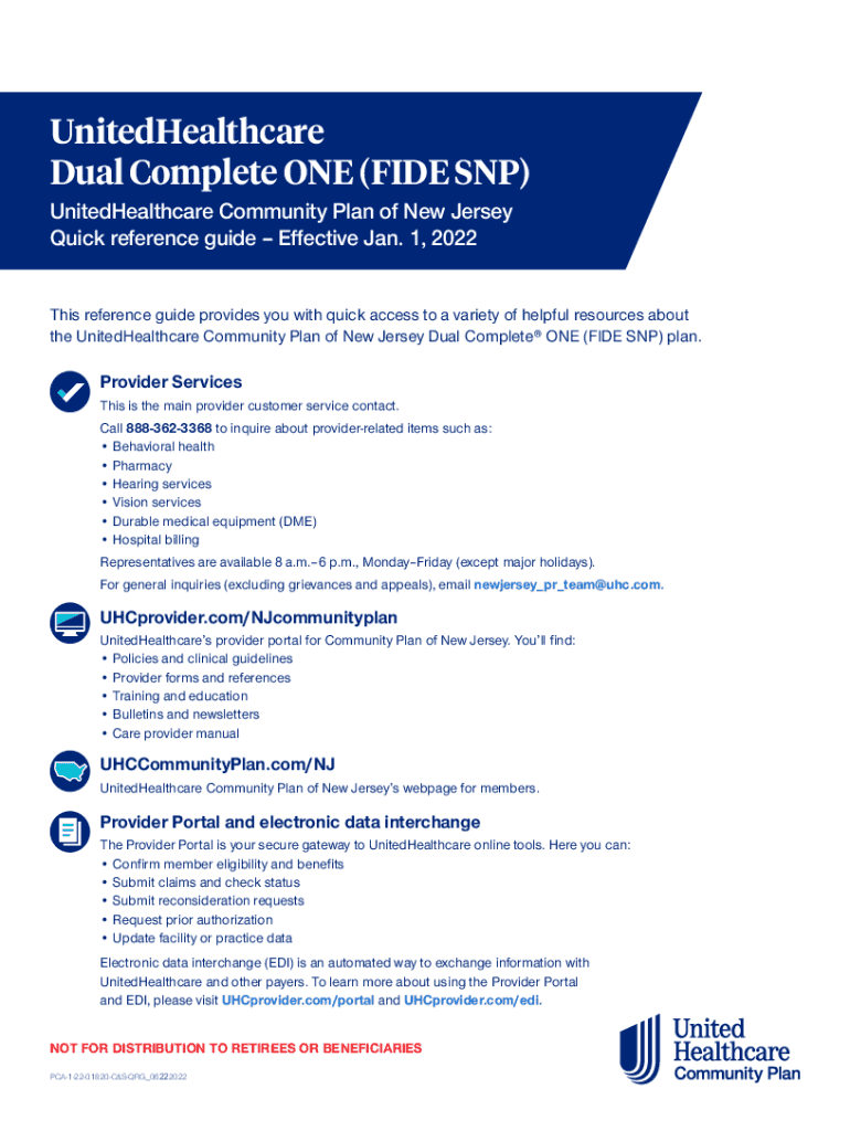 Fillable Online UnitedHealthcare Dual Complete ONE (FIDE SNP) Quick