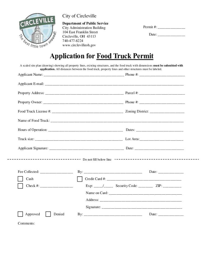 Fillable Online Application for Food Truck Permit Fax Email Print