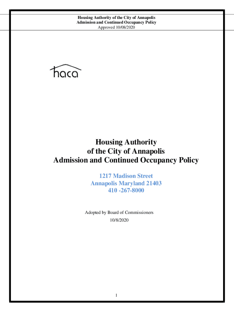 Fillable Online Housing Authority of the City of Annapolis Status