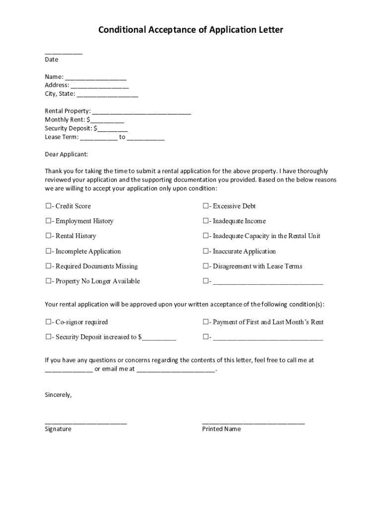 Fillable Online Rental Application Denial Letter PDF + Word Downloads