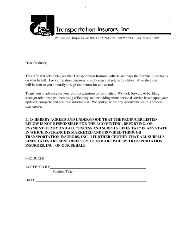 Fillable Online Surplus Lines Licensee Filing the Surplus Lines Taxes