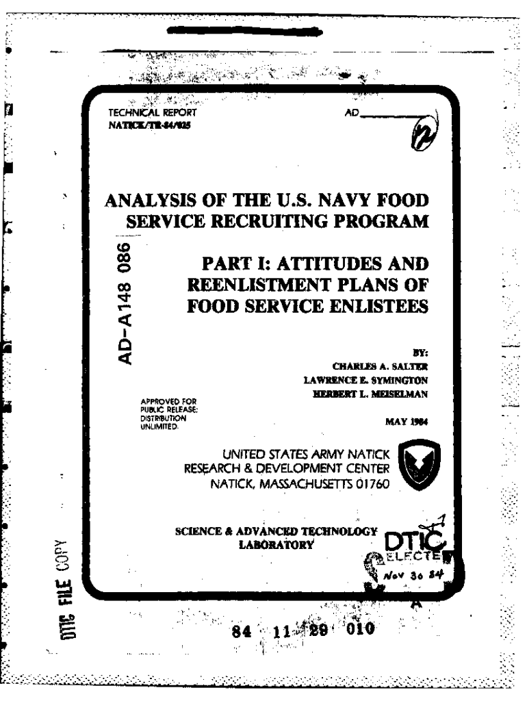 Fillable Online analysis of the us navy food service recruiting program