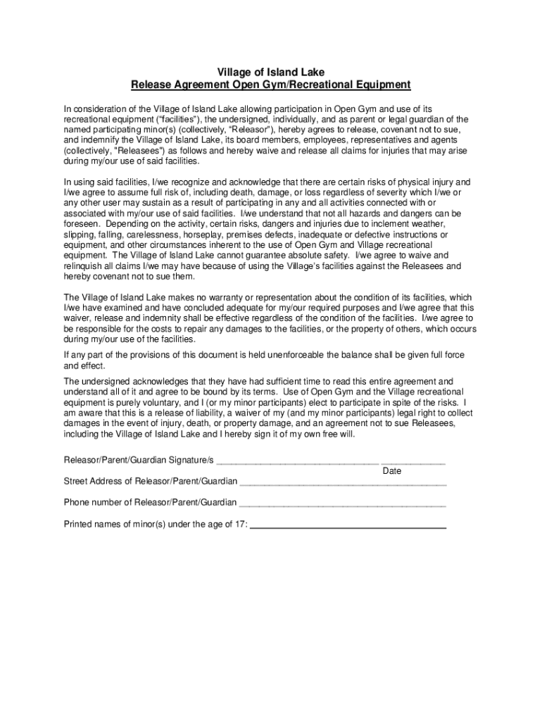 Fillable Online Open-Gym-Waiver-and-Release-of-All-Claims- ... Fax ...