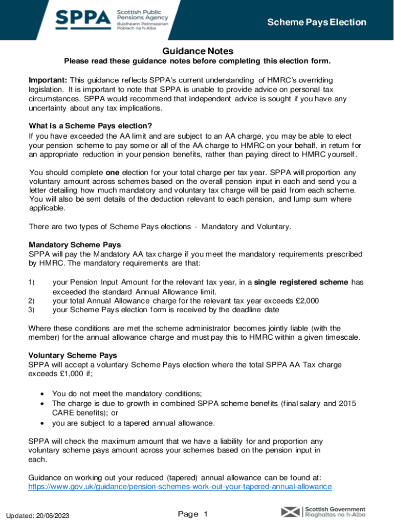 Fillable Online PTM056410 Annual allowance tax charge scheme pays