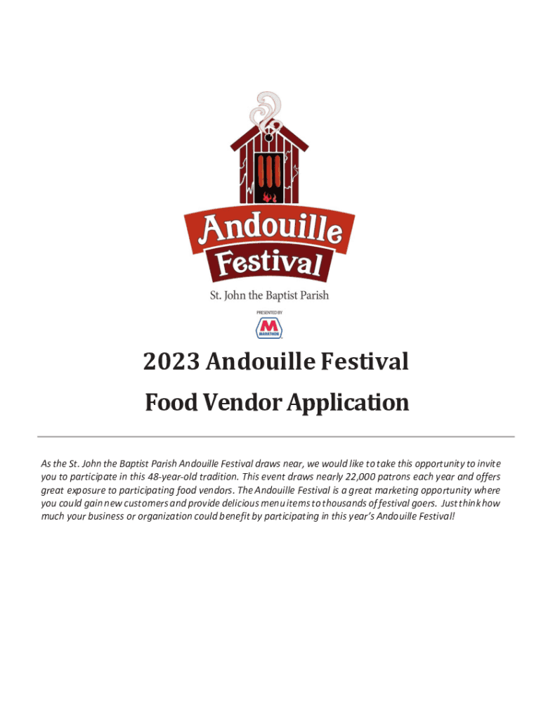 Fillable Online 2023 Andouille Festival Food Vendor Application Fax