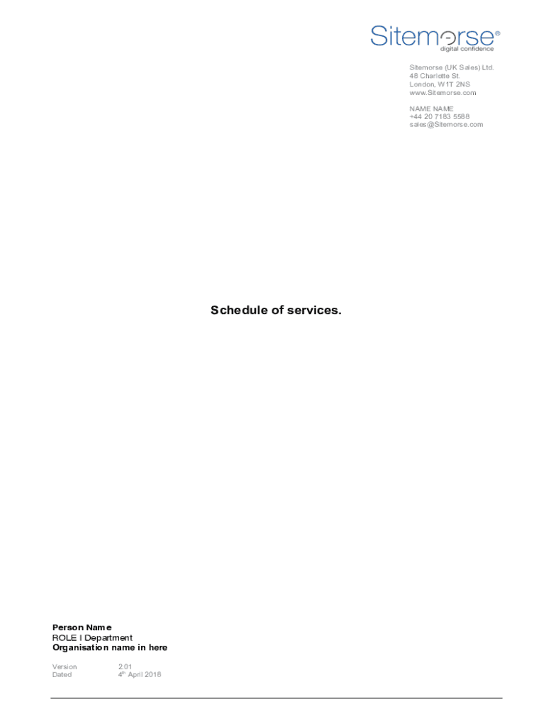 Fillable Online Schedule of services. Fax Email Print - pdfFiller