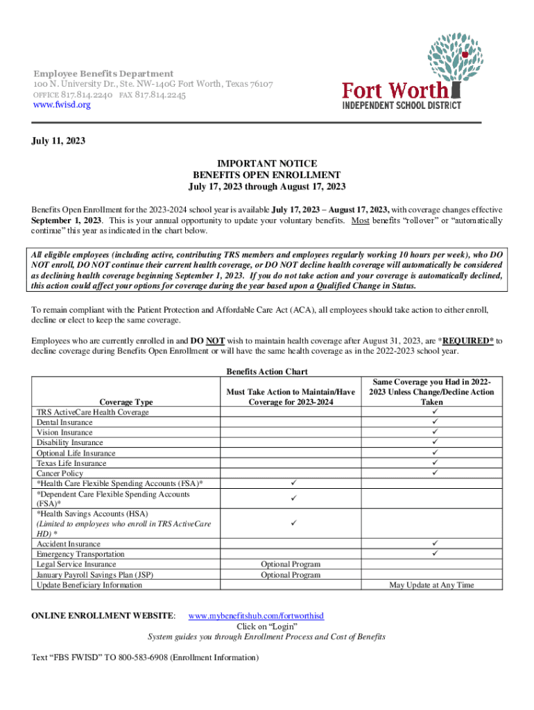 Fillable Online Employee Benefits Open Enrollment Underway Fax Email